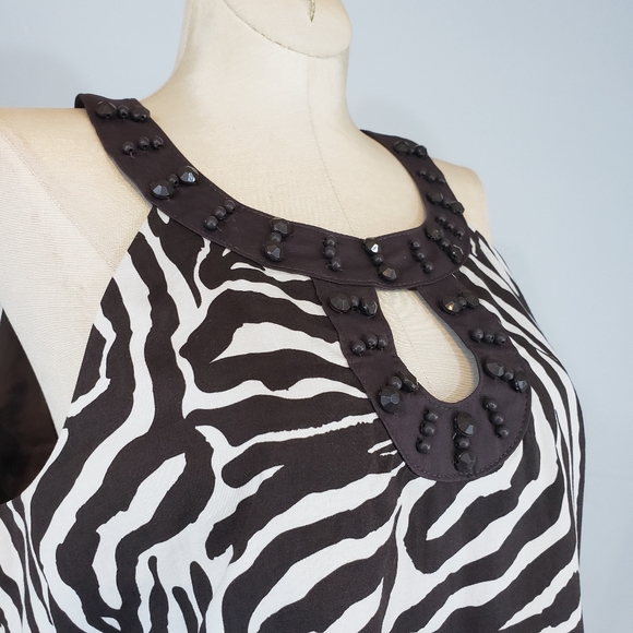 Loft zebra print dress with beaded detail size 8P - Picture 5 of 6